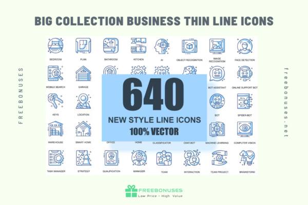 BIG Collection Business Thin Line Icons