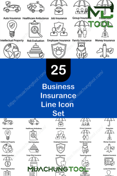 Business Insurance Line Icon Set