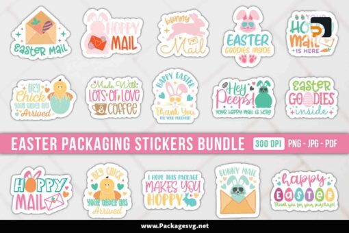 20 Designs PNG JPG PDF LE26LEYF|Easter Packaging Stickers Bundle