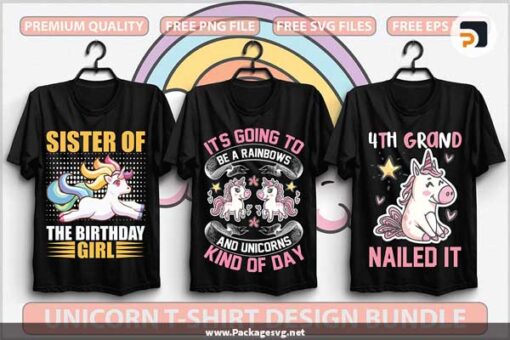 Unicorn T-Shirt Design Bundle