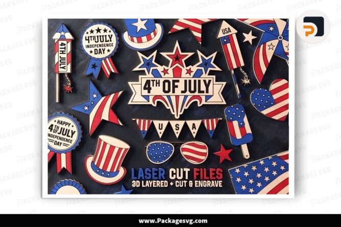 4th of July Bundle, Laser Cut SVG Template LJ28ZSNE