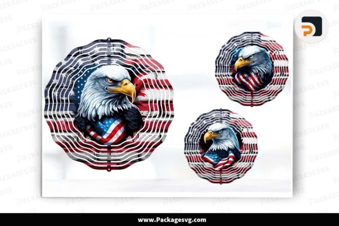 Eagle Patriotic Sublimation, Set 3 Wind Spinner Designs LIS7S3VB