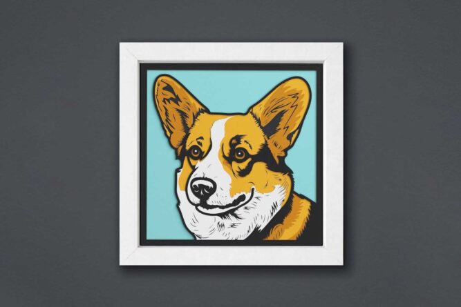 Corgi Shadow Box, SVG Files For Cricut LKKJFA1I