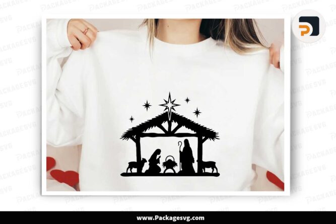 Nativity SVG, Christmas Night Shirt Design LJQJDHJD