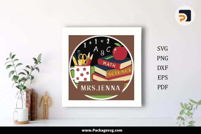 Personalized Teacher Shadow Box, SVG Paper Cut Files LK7YE48H