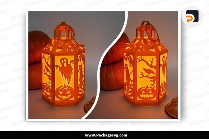 3D Halloween Paper Lantern, SVG Template Cut File LLPXZSN8