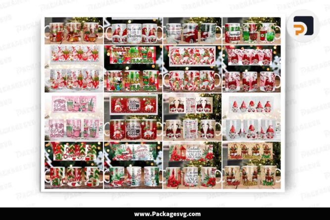 Christmas Sublimation PNG Bundle, 16 Templates 11oz Mug Wrap LLU9R9IN