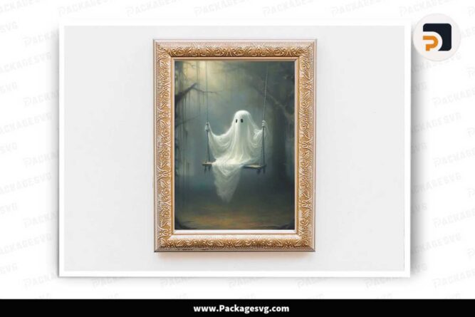 Ghost On The Swing Poster, Sheeted Ghost Art Print LLK9XF5V