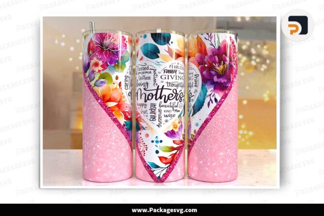 Floral Mother Vibrant Rainbow Sublimation PNG, 20oz Tumbler Wrap LM65EC3F