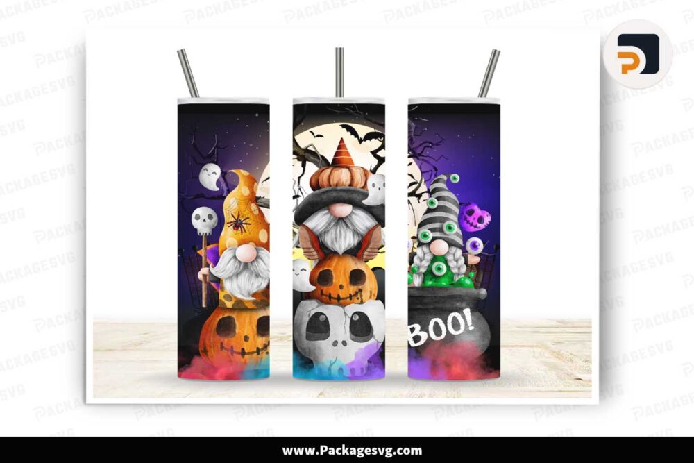 Halloween Gnomes Pumpkin 20oz Skinny Tumbler Design PNG LMABD4SR