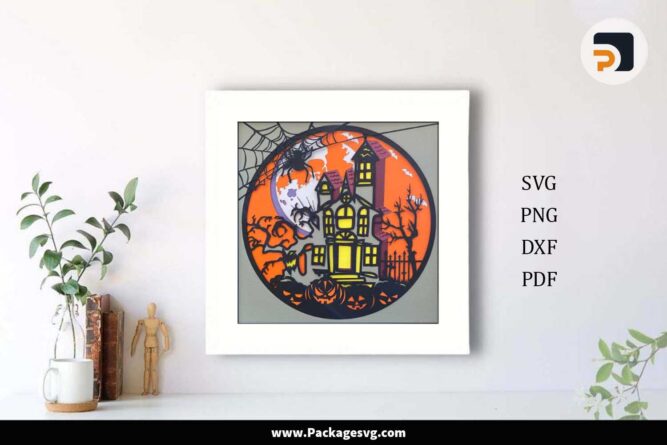 Halloween Haunted House Shadow Box, 3D SVG Paper Craft LN5CUM3H