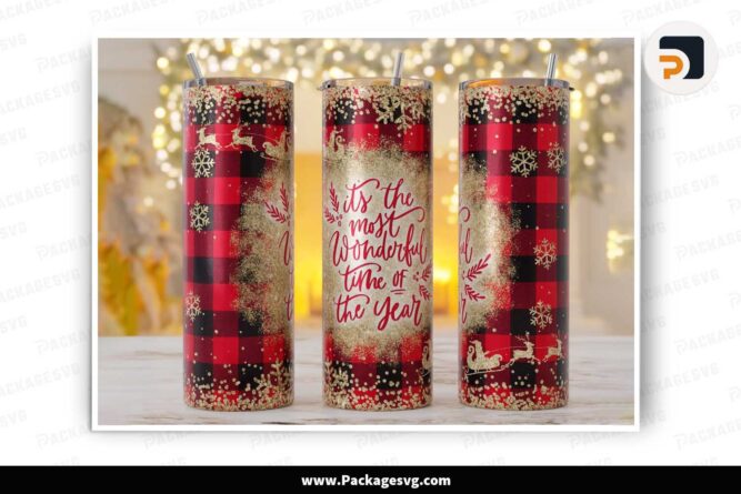 It's Most Wonderful Time Of The Year Sublimation Design, 20oz Skinny Tumbler Wrap PNG LMFQS8U6