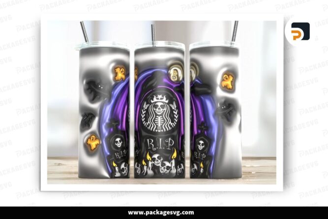 3D Inflated Puff Halloween Tumbler Warp, 20 Oz Skinny Tumbler Template LNPK8DGO