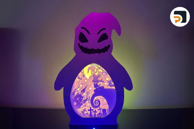 3D Mickey Nightmare Halloween Light Box, Oogie Boogie SVG Paper Cut File 1