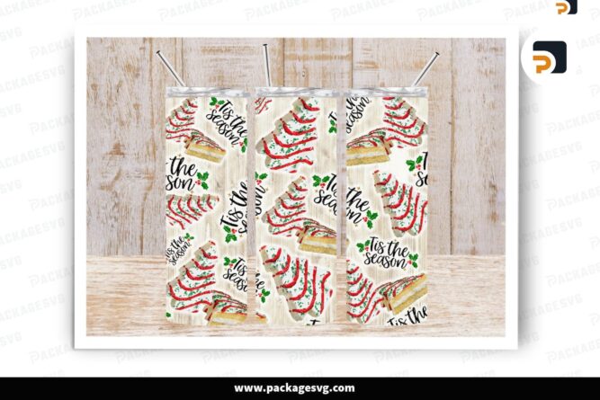 Christmas Cakes Full Color Sublimation Design, 20oz Skinny Tumbler Wrap LNV6ODFV