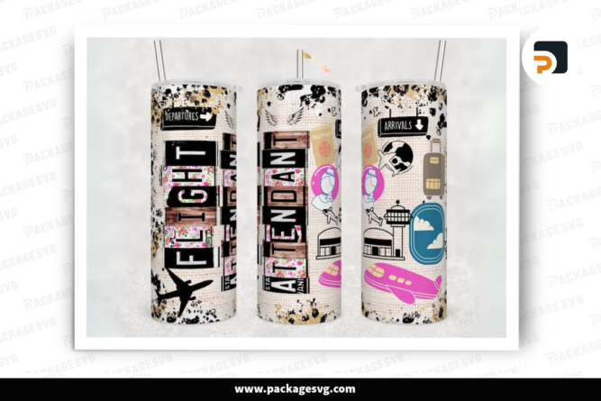 Flight Attendant Sublimation Design, 20oz Skinny Tumbler Wrap LO8BB74B