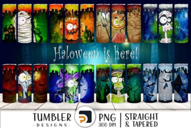 Funny Halloween Sublimation Design, 20oz Skinny Tumbler Wrap