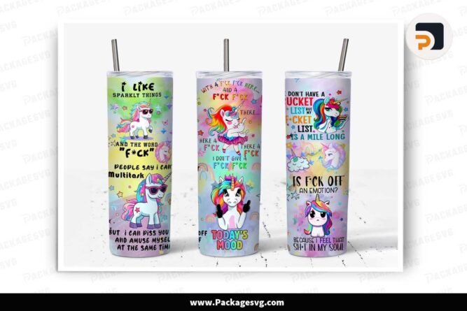 Funny Sarcastic Unicorn Tumbler Design, 20oz Skinny Tumbler Wrap LNBEM2N0