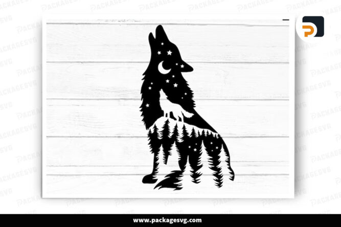 Howling Wolf SVG, Mountain Wolf Design LNL3DEYB