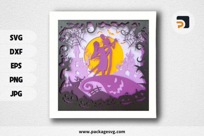 Nightmare Before Christmas Lightbox, SVG Paper Cut File LNSPEV2A