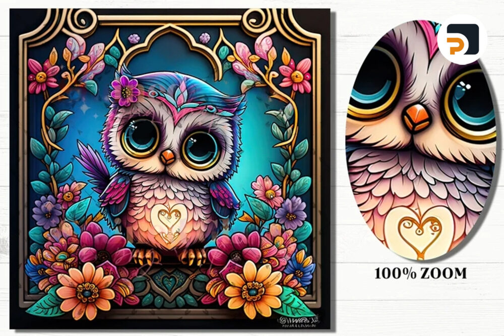 Owl Stained Glass, PNG Pattern Designs