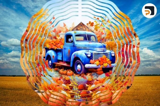 Vintage Truck Wind Spinner PNG, Country Wind Spinner Sublimation Design