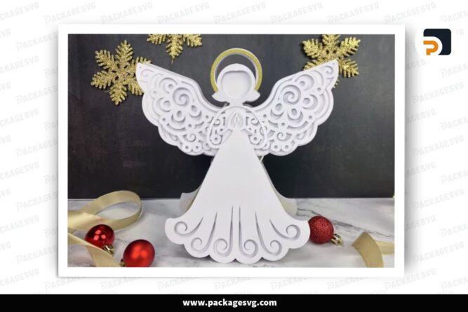 3D Angel Lantern Christmas Design, SVG Paper Cut File LPJGT757