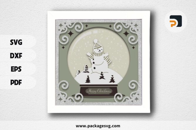 3D Happy Snowman Shadowbox, SVG Paper Cut File