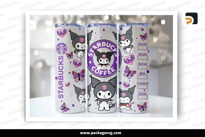 3D Kitty Kurumi Sublimation Design, 20oz Skinny Tumbler Wrap LON1LKDY