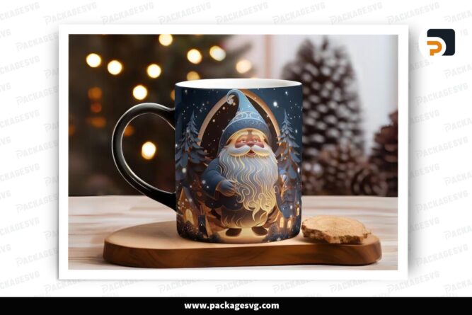 3D Santa Claus Christmas Sublimation Design, 11oz 15oz Skinny Mug Wrap LPJ9IWDI