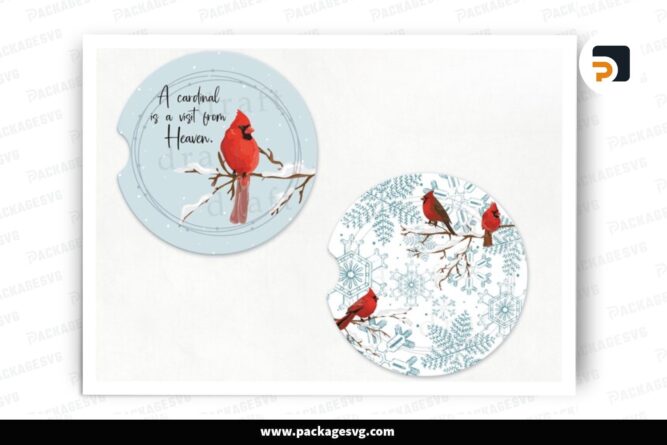 Cardinal Car Coaster Design Bundle, 2 Designs Sublimation Digital Download LOGYG7LA