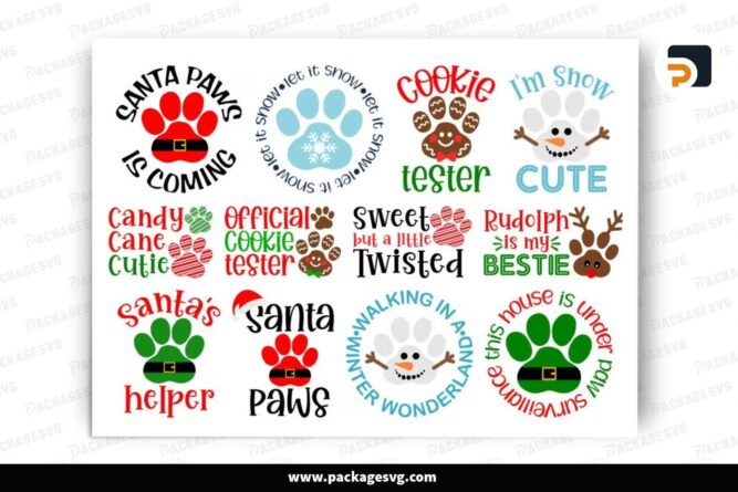 Christmas Dog Footprint SVG Bundle, 12 Design File LPJ4Y3Y1 (2)