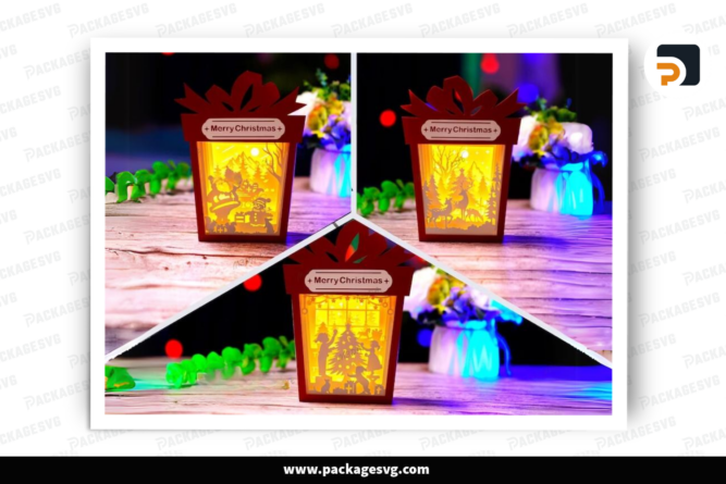 Christmas Gift Box Lanterns Bundle, SVG Paper Cut File LOO0UNJR