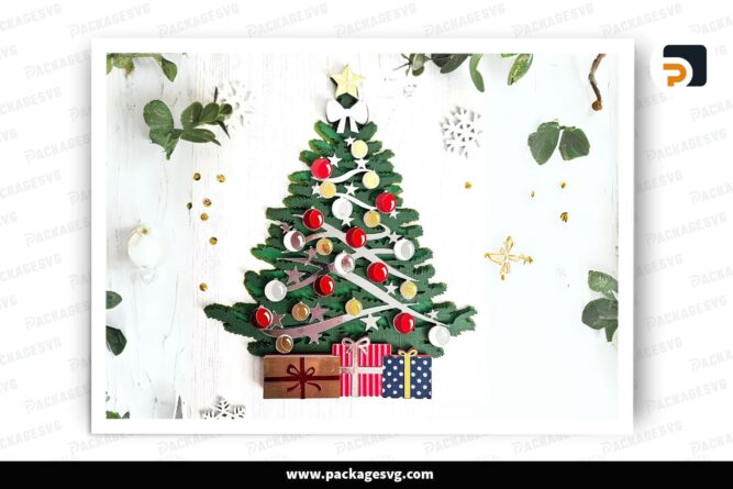 Christmas Tree Layered Design, SVG Paper Cut File LPALK58A