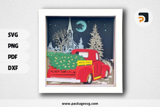 Christmas Truck Shadow Box, SVG File For Cricut LLOWWD9E (1)