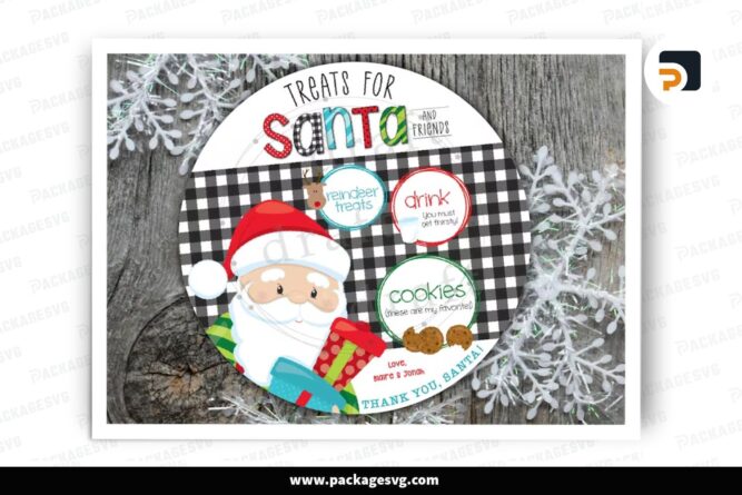 Cookies For Santa PNG, Round Christmas Board Sublimation Design LOI07GJ4