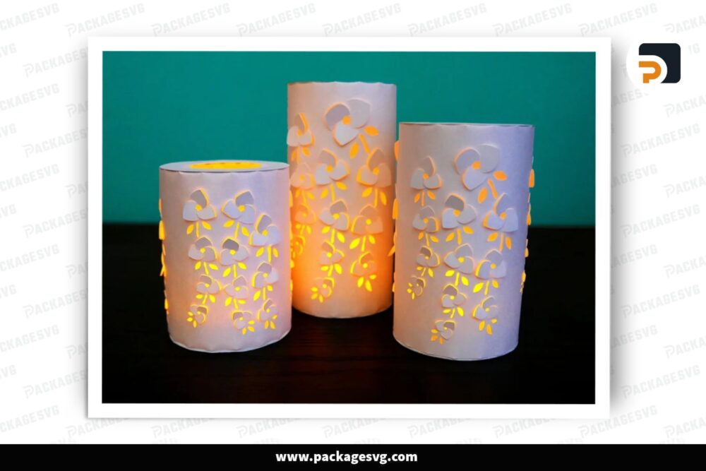 DIY Blossom Cylinder Lantern Bundle, 3 SVG Paper Cut File LPLZ5TT6 (1)