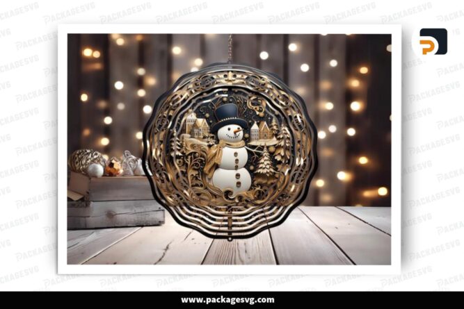 Happy Snowman Wind Spinner PNG, Christmas Sublimation Design LPKHXS5A (2)