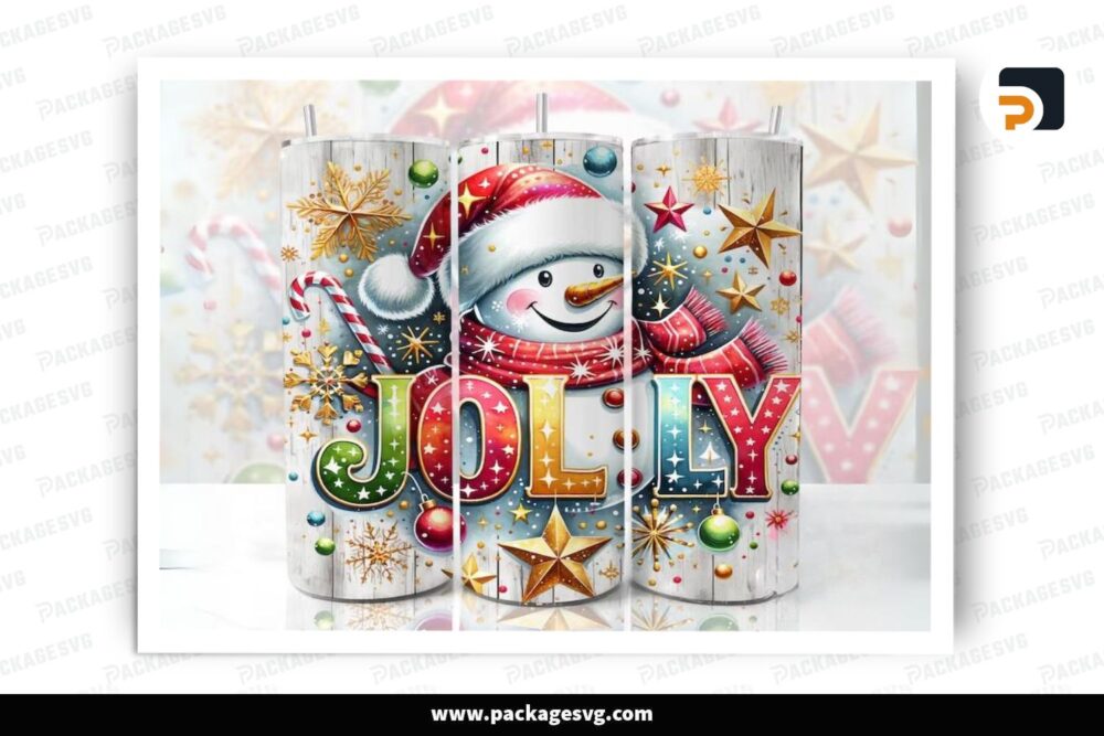 Jolly Snowman Sublimation Design, 20oz Skinny Tumbler Wrap LOY4RQCY