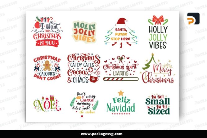 Merry Christmas SVG Bundle, 25 Xmas Design Files LPHRTWMI (2)