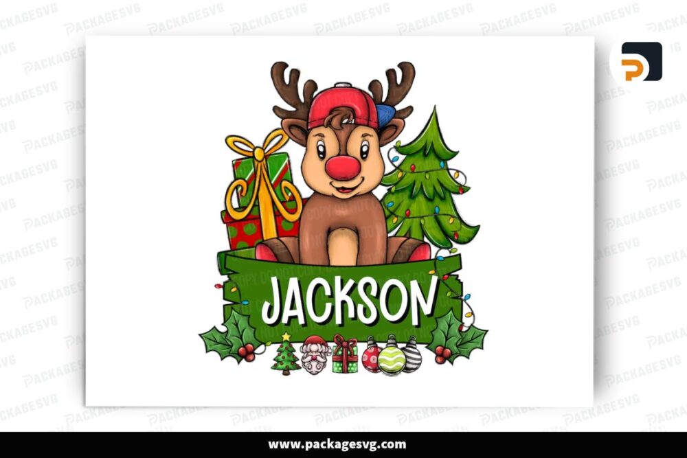 Reindeer Custom Name PNG Design, Sublimation Digital File