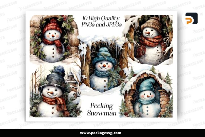 Watercolor Snowman Clipart PNG, Sublimation Design LOQM4LO2