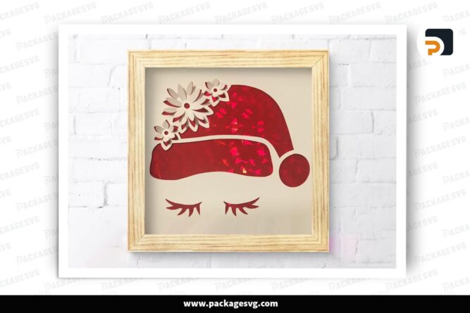 3D Santa Hat Floral Pop Up, Christmas SVG Paper Cut File LQ0JGSP8 (2)