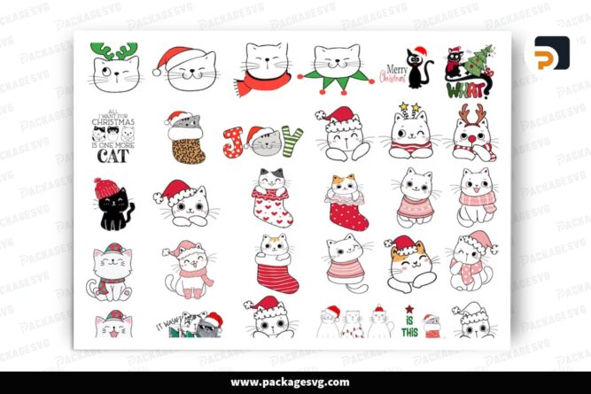 Baby Christmas Cat SVG Bundle, Xmas Design Files LPRQISML (2)