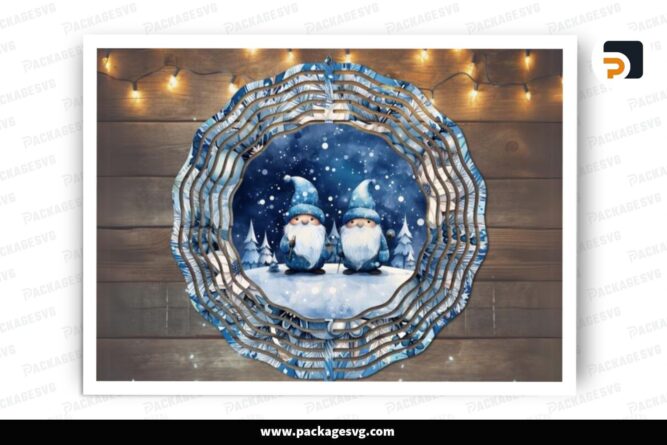 Winter Gnomes Wind Spinner PNG, Sublimation Design (2)