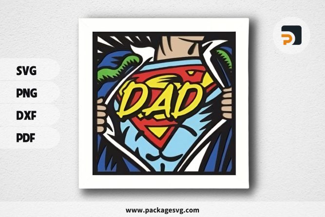 3D Super Dad Shadowbox, Father SVG Paper Cut File LS2MJ9S9 (2)