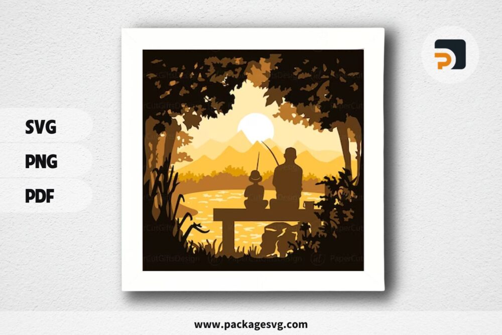 Father And Son Fishing Shadowbox, SVG Paper Cut File LQYWHZDU (2)