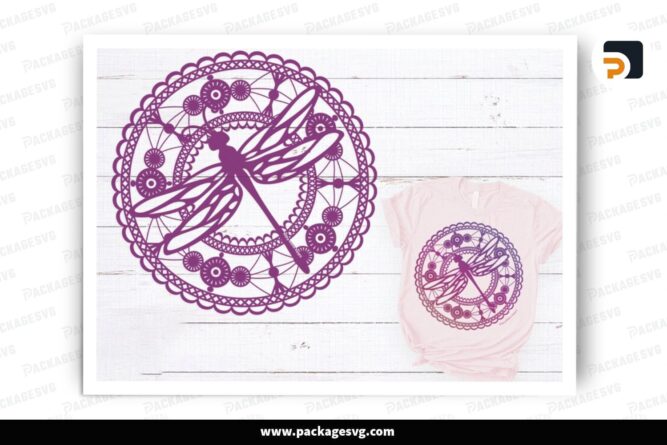 Lace Dragonfly Mandala, SVG Design Cut File (2)