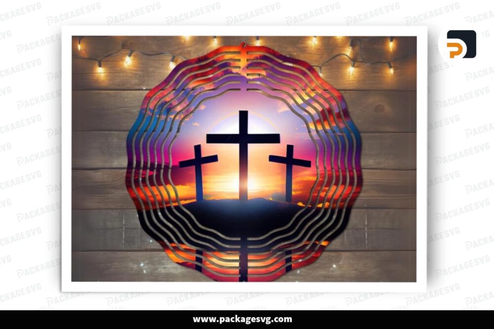 Sunset Cross Wind Spinner PNG, Sublimation Design (2)