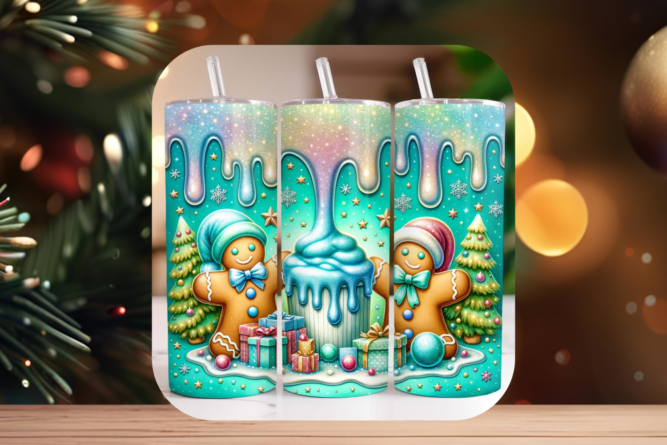 Gingerbread Tumbler Wrap PNG, 20oz Sublimation Design